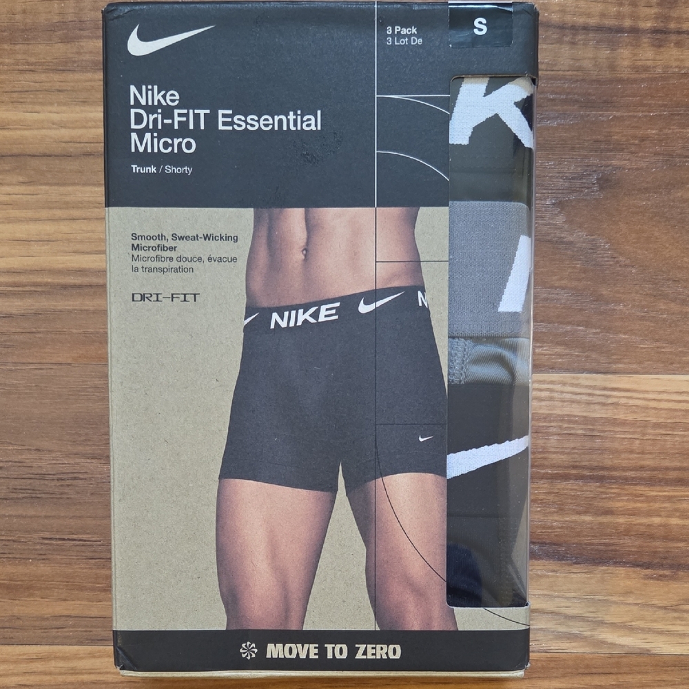 Nike Black Boxer Briefs Dri-FIT Performance. 3 Pack. Sz Small.